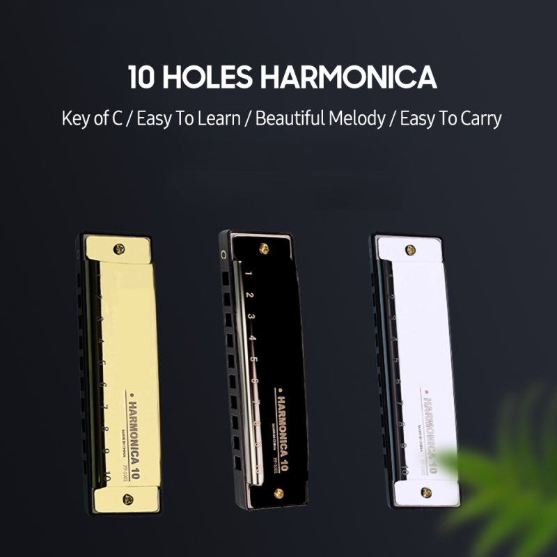 10 Holes Diatonic Blues Harmonica: Key Of C, Stainless Steel Shell, Single Row Hole Design - Portable With Protective Case, Eco-Friendly Material For Beginners, Music Lovers And Kids - Image 3