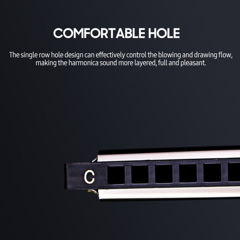 10 Holes Diatonic Blues Harmonica: Key Of C, Stainless Steel Shell, Single Row Hole Design - Portable With Protective Case, Eco-Friendly Material For Beginners, Music Lovers And Kids - Image 2