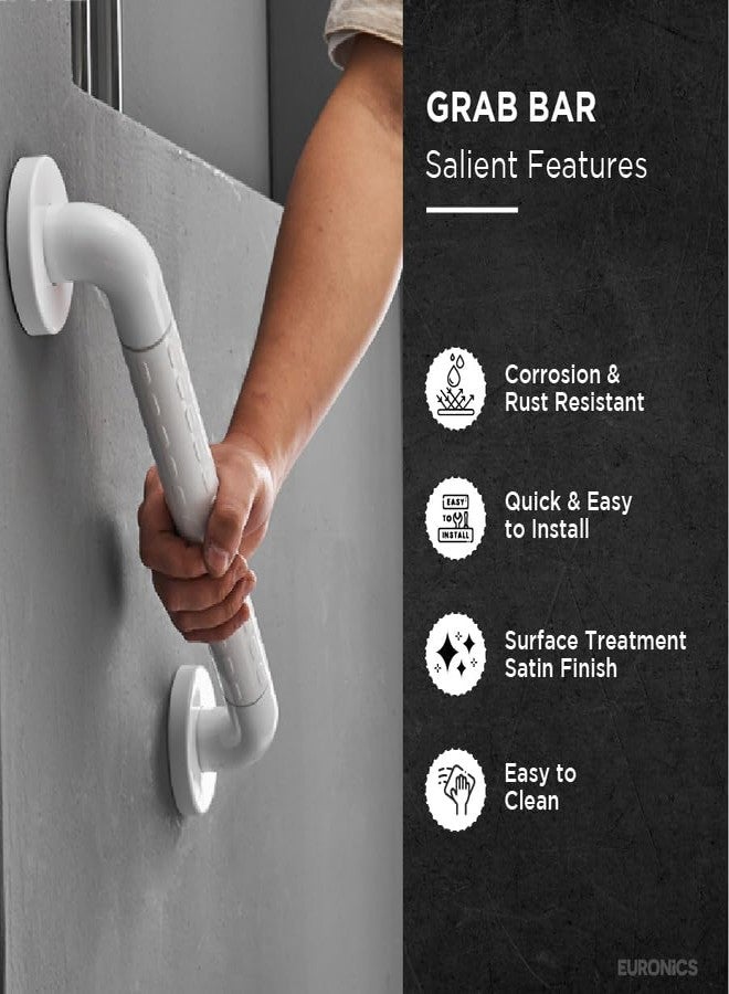 ELECRANGE Grab Bar for Bathroom, Bathroom Handle for Senior Citizen, Grab Bars for Elderly, Toilet Grab Bar, Bathroom Safety Support Handle for Seniors (White, 16 INCH) - Image 5