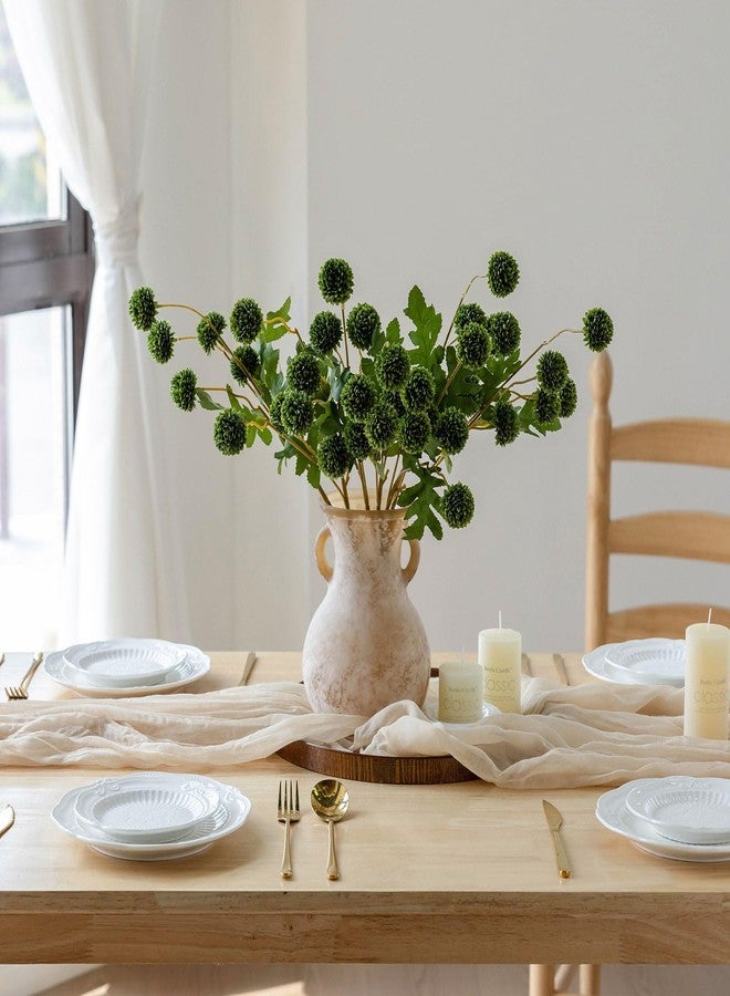 mizii 6Pcs Green Fake Silk Pompon Mum Artificial Flowers Bulk Small Faux Chrysanthemums with Stems Realistic Floral Decorations for Wedding DIY Bouquet Centerpieces Shower Vase Home Decor (Green) - Image 3