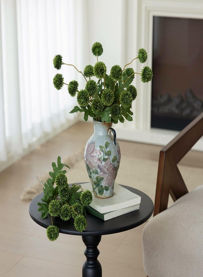 mizii 6Pcs Green Fake Silk Pompon Mum Artificial Flowers Bulk Small Faux Chrysanthemums with Stems Realistic Floral Decorations for Wedding DIY Bouquet Centerpieces Shower Vase Home Decor (Green) - Image 4