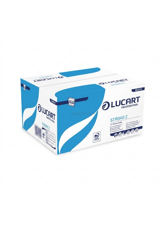لوكارت مناديل Lucart Z-Fold Strong | مناديل يد 2 طبقة | مناشف ورقية لدورات المياه التجارية | 220 ورقة | 18 عبوة - Image 1