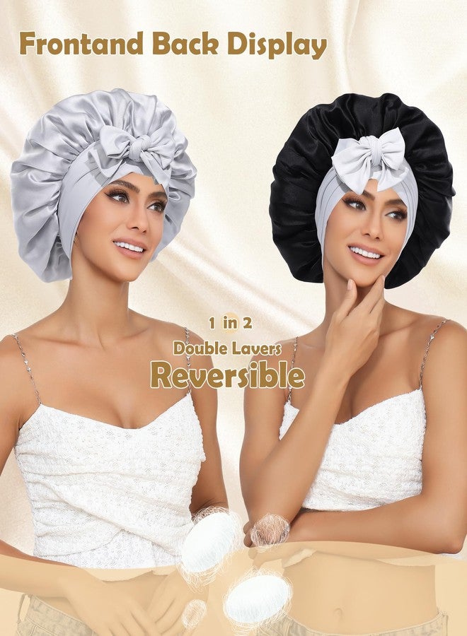 HAIMEIKANG Double-Sided 100% Mulberry Silk Bonnet & Shower Cap for Women - Premium Silk Sleep Cap for Hair Care - Comfortable & Stylish for Everyday Use and Travel - Image 2
