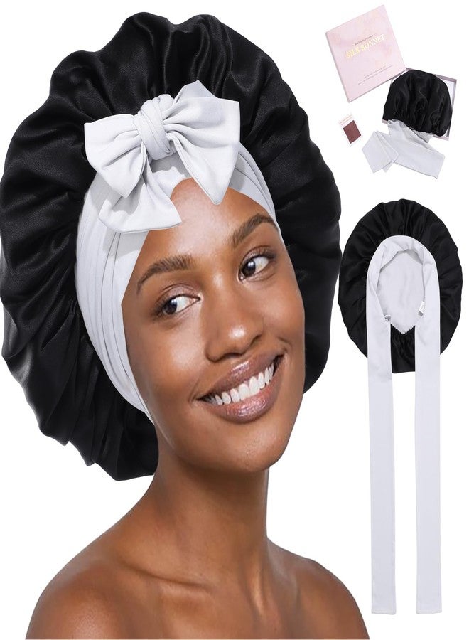 HAIMEIKANG Double-Sided 100% Mulberry Silk Bonnet & Shower Cap for Women - Premium Silk Sleep Cap for Hair Care - Comfortable & Stylish for Everyday Use and Travel - Image 1