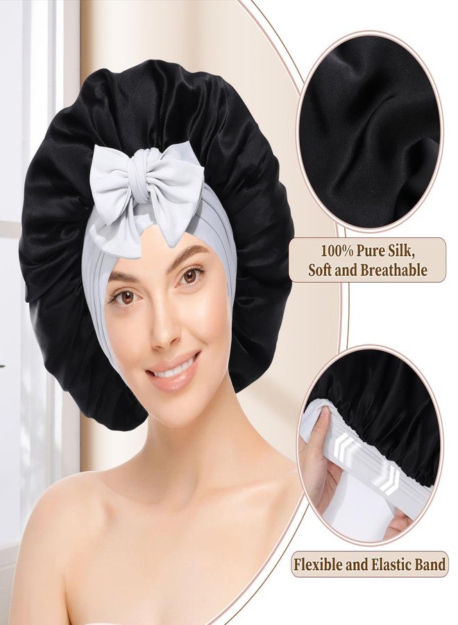 HAIMEIKANG Double-Sided 100% Mulberry Silk Bonnet & Shower Cap for Women - Premium Silk Sleep Cap for Hair Care - Comfortable & Stylish for Everyday Use and Travel - Image 3
