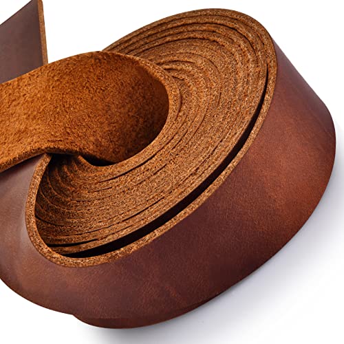 TeeLiy Leather Strap 1 Inches Wide Flat Leather Straps for Crafts Full Grain Oil Tan Leather Strips for Crafts Tooling Garden Tools 72 Inches Brown2 - Image 1