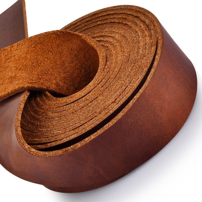 TeeLiy Leather Strap 1 Inches Wide Flat Leather Straps for Crafts Full Grain Oil Tan Leather Strips for Crafts Tooling Garden Tools 72 Inches Brown2 - Image 3
