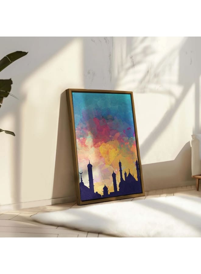 هوم جاليري لوحة فنية جدارية بإطار مسجد مغربي، مقاس 120×80 - Image 1
