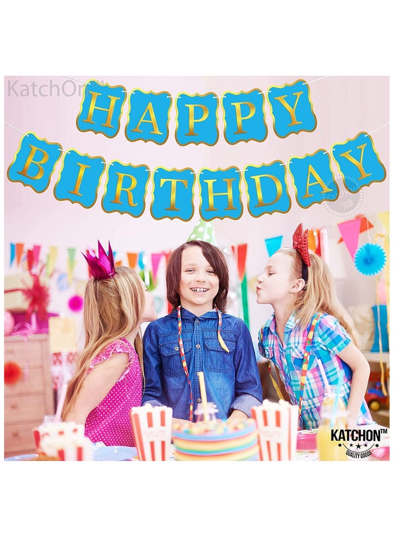 KATCHON Blue Happy Birthday Banner for Birthday Party Decorations - Image 3