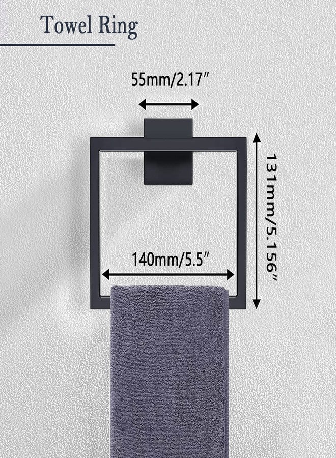 PAHSFS Matte Towel Ring - Modern Hand Towel Holder for Bathroom - SUS304 Stainless Steel Bathroom Towel Ring Wall Mounted - Bathroom Towel Rack - Black Towel Hanger - Image 2