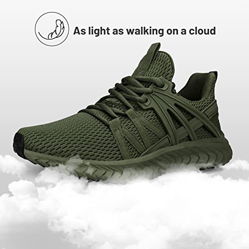Abboos Womens Sneakers Walking Tennis Slip On Shoes Memory Foam Light Weight Casual Shoes for Gym Travel Work Green Size 6 - Image 5