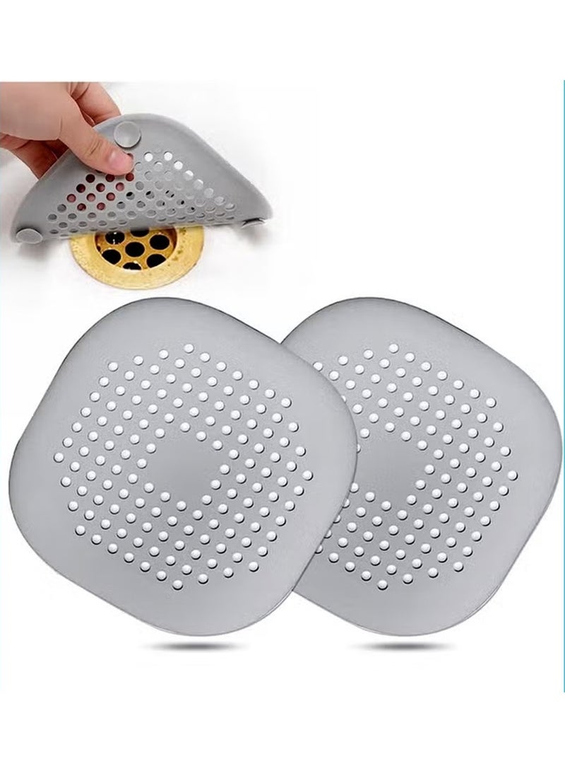 2-Pack Hair Catcher,Square Hair Drain Cover for Shower Silicone Hair Stopper with Suction Cup,Easy to Install Suit for Bathroom,Bathtub,Kitchen - Image 1