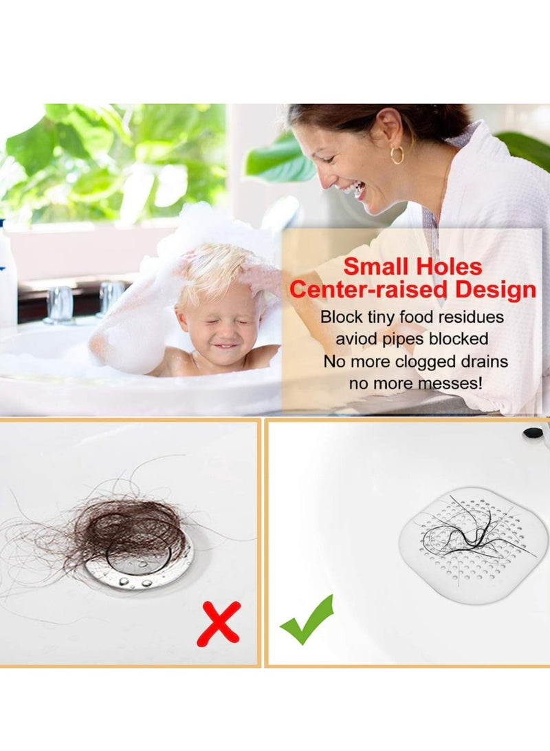 2-Pack Hair Catcher,Square Hair Drain Cover for Shower Silicone Hair Stopper with Suction Cup,Easy to Install Suit for Bathroom,Bathtub,Kitchen - Image 3