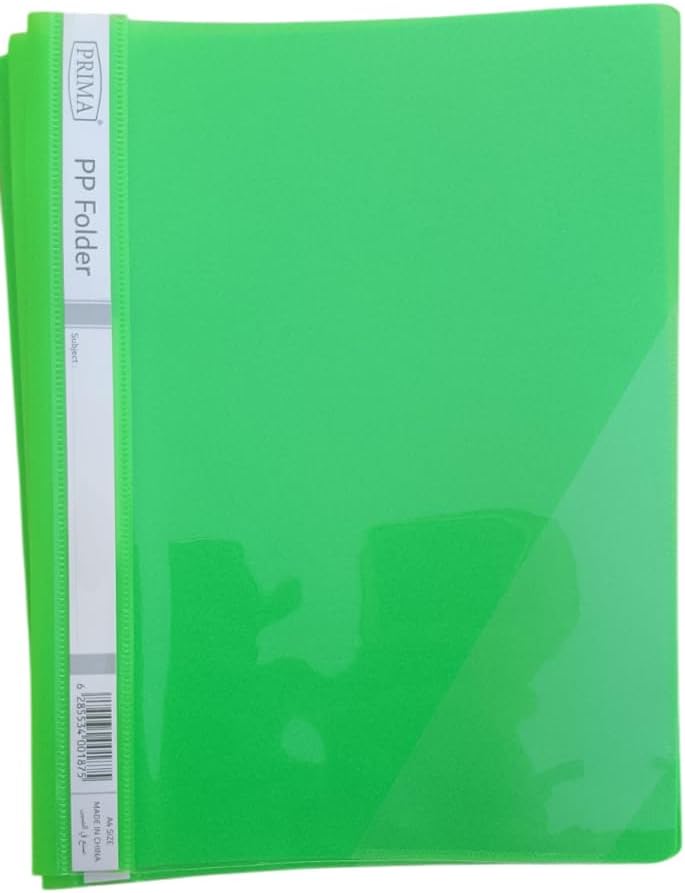 Clear File Folders A4 Size, 12-Pack, Assorted Colours (LIGHT GREEN) - Image 1