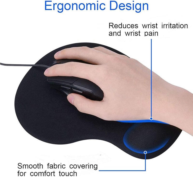 تكوفن لوحة ماوس صغيرة مع دعم لرسغ اليد، قاعدة مطاطية غير قابلة للانزلاق لأجهزة الكمبيوتر المحمولة والمكتبية - أسود - Image 3