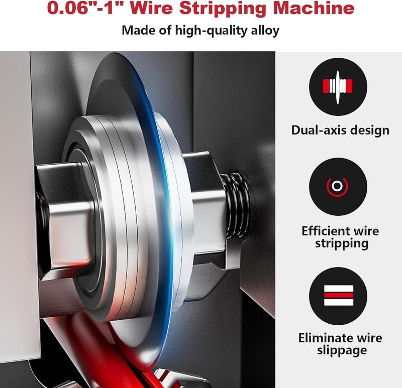 Hizmivos Manual Wire Stripping Machine Gauge Wire 0.06-1 inches,Scrapping Copper Wire Peeler Machine,Drill Powered Hand Crank Wire Stripper Tool for Scrap Copper Recycling - Image 2