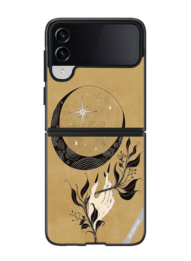 VR CREATIVE Protective Case Cover For Samsung Galaxy Z Flip4 Witch Hand Moon Design Multicolour - Image 1