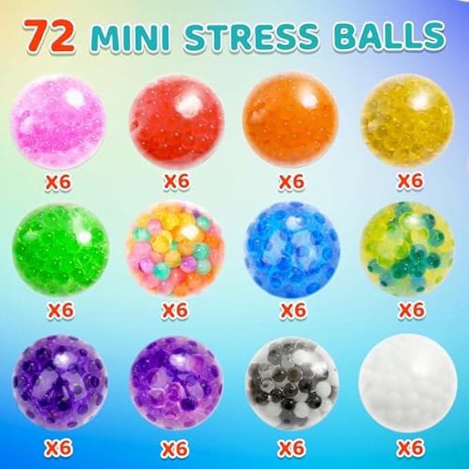 Lemostaar Squishy Stress Balls Fidget Toys - 72 Pack Squishy Toys Stress Ball for Anxiety, Fidget Stress Toys Bulk, Squeeze Balls for Adult Teen- Fidgets for Classroom Prize - Easter Basket Stuffers - Image 3