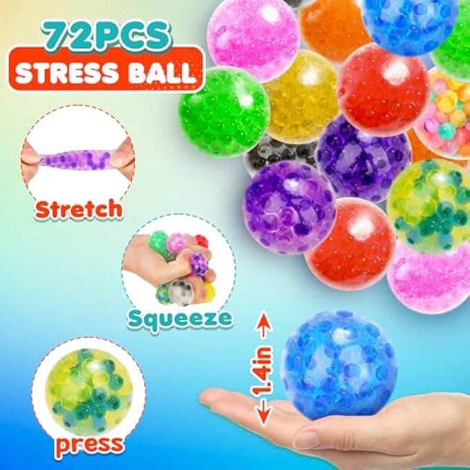 Lemostaar Squishy Stress Balls Fidget Toys - 72 Pack Squishy Toys Stress Ball for Anxiety, Fidget Stress Toys Bulk, Squeeze Balls for Adult Teen- Fidgets for Classroom Prize - Easter Basket Stuffers - Image 2