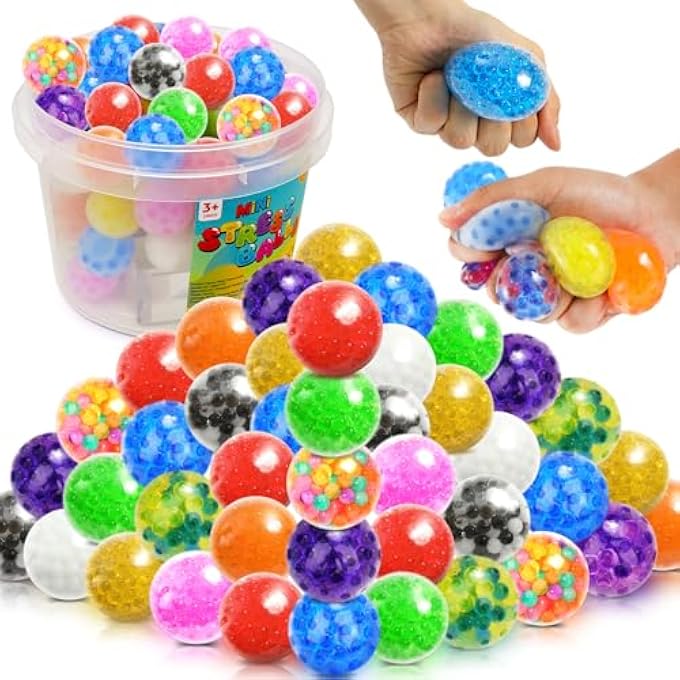 Lemostaar Squishy Stress Balls Fidget Toys - 72 Pack Squishy Toys Stress Ball for Anxiety, Fidget Stress Toys Bulk, Squeeze Balls for Adult Teen- Fidgets for Classroom Prize - Easter Basket Stuffers - Image 1