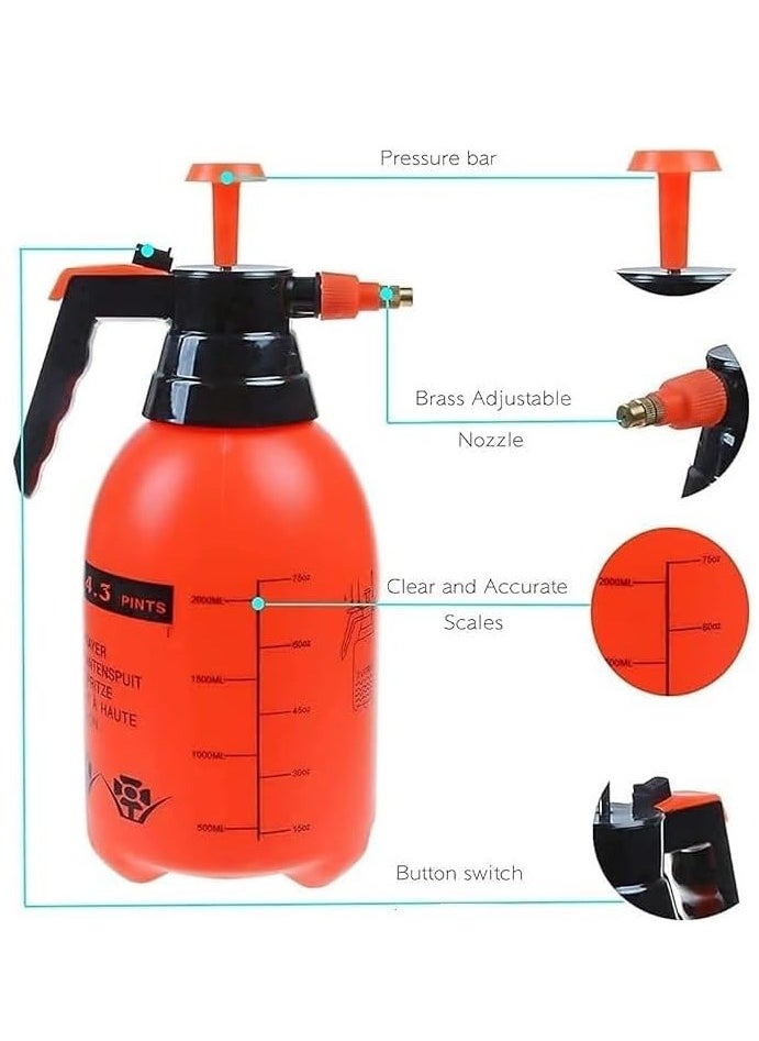 Generic Pressure Sprayer Handheld Sprinkler Water Mister Spray Bottle Adjustable Nozzle For Watering Garden Lawn Plants and Car Wash (Color May Vary-2 Litre)  - Image 2