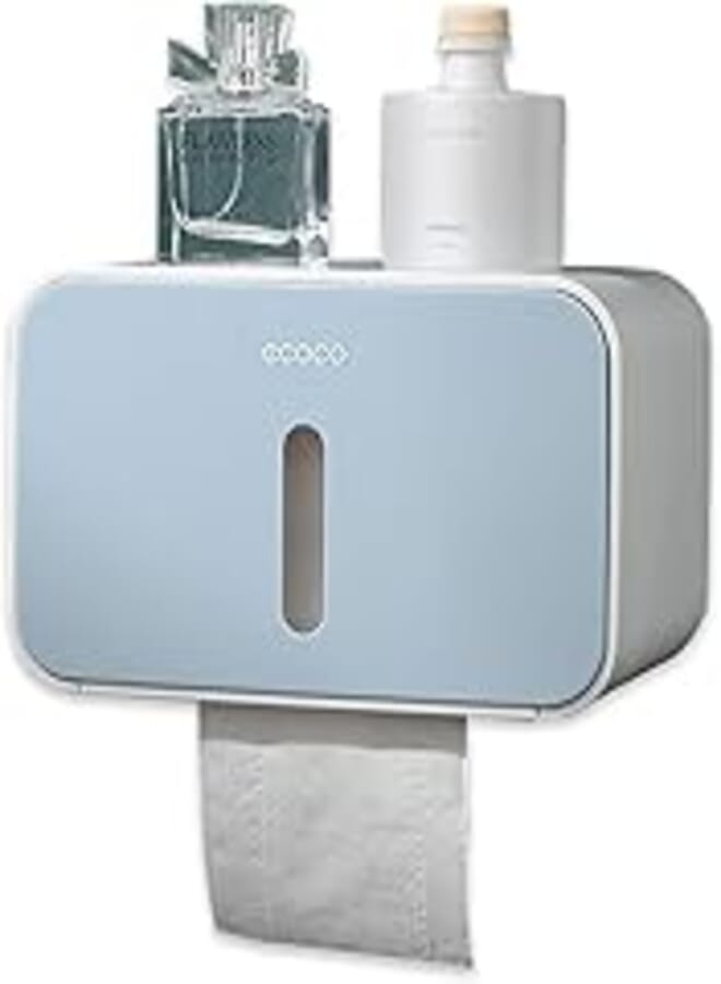 OR Meiyijia Toilet Roll Holder,Self Adhesive, Wall Mount Toilet Roll Holder,with Waterproof and dust Cover,Be applicable Roll paper,Fold Paper Towel Multifold Paper Towel Dispenser (Blue) 