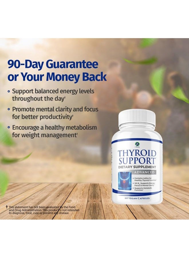 1 Body مكمل دعم الغدة الدرقية مع اليود، ب12، زنك، سيلينيوم، أشواغاندا، غير معدّل وراثيًا، نباتي، إمداد لمدة 30 يومًا - Image 3