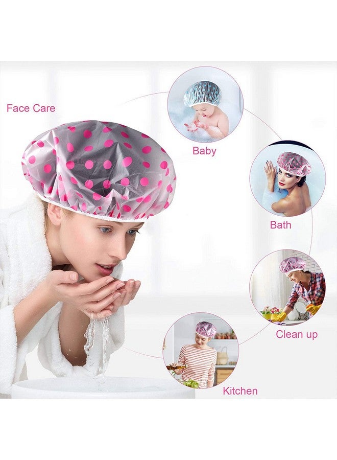 TRICSTER Shower Cap Set Of 6 For Women, Reusable Waterproof Elastic Eva Free-Size Bathroom Shower Caps - For Homes, Spas, Salons, Hair Treatment, Beauty Parlors (Multicolored And Multi-Design)  - Image 3