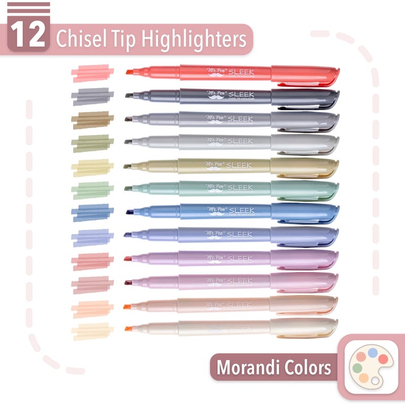 Mr. Pen - Highlighters, 12 Pack, Chisel Tip, Morandi Colors, Highlighters Assorted Colors, Colored Highlighters, Highlighter Pen, Highlighters No Bleed, Highlighter Set, Colorful Highlighters - Image 2