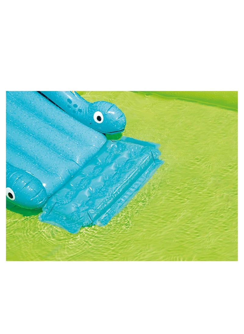 INTEX - Intex 57166EP Little Dino Dinosaur Themed Inflatable Backyard Pool Play Center with Palm Tree Sprayer, Mini Slide, and Inflatable Dinosaur - Image 1