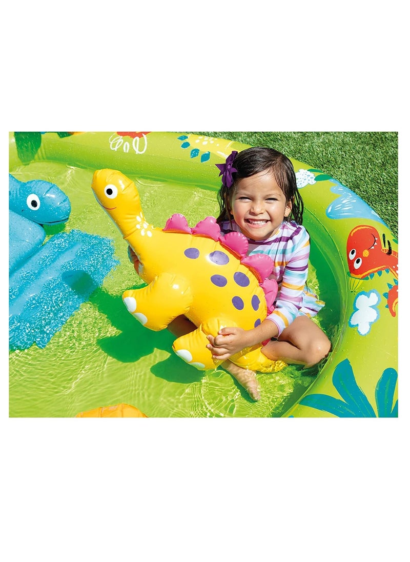 INTEX - Intex 57166EP Little Dino Dinosaur Themed Inflatable Backyard Pool Play Center with Palm Tree Sprayer, Mini Slide, and Inflatable Dinosaur - Image 1