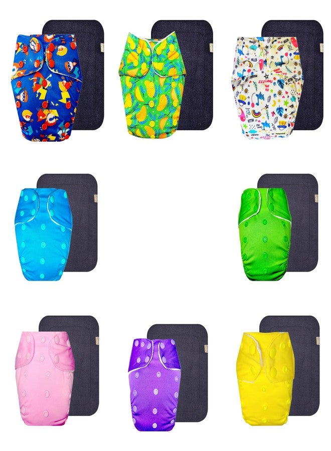 حفاضات قماشية فاخرة من دمبلدو مع حشوة سوداء (عبوة من 8 قطع) | شعور بالجفاف والراحة | مانعة للتسرب | أزرار كبس قابلة للتعديل | تغيير حفاضات بدون قلق | من 3 أشهر إلى 3 سنوات | للجنسين - Image 1