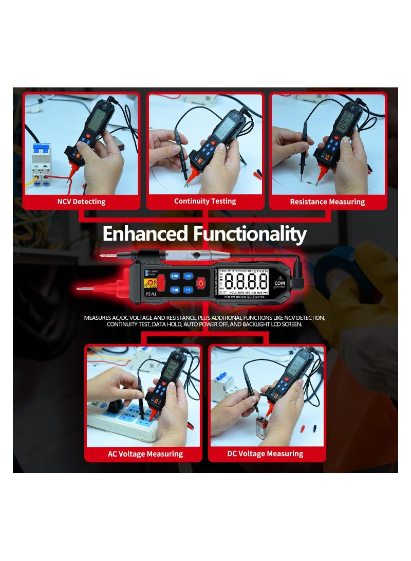 Cobest Electrical Voltage Tester, Pen-Type Multimeter with NCV, Small Multimeter 0.6V-600V, Portable Professional Multimeter Pen for AC/DC Voltage/Live Wire Test/Capacitance/Resistance/Continuity/Diode - Image 4