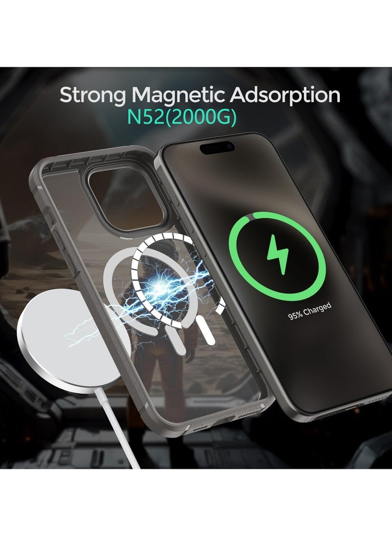 Magnetic New Designed for 15 Pro Max Case, Compatible with Magsafe, Shockproof Protective Phone Case for 15 Pro Max 6.7 Inch, Titanium Gray  - Image 2