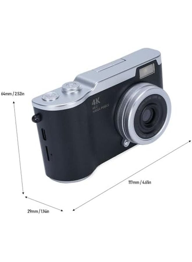Digital Zoom Camera 48MP 1080P Vlogging with Flip Screen Autofocus and LED Fill Light Black - Image 3
