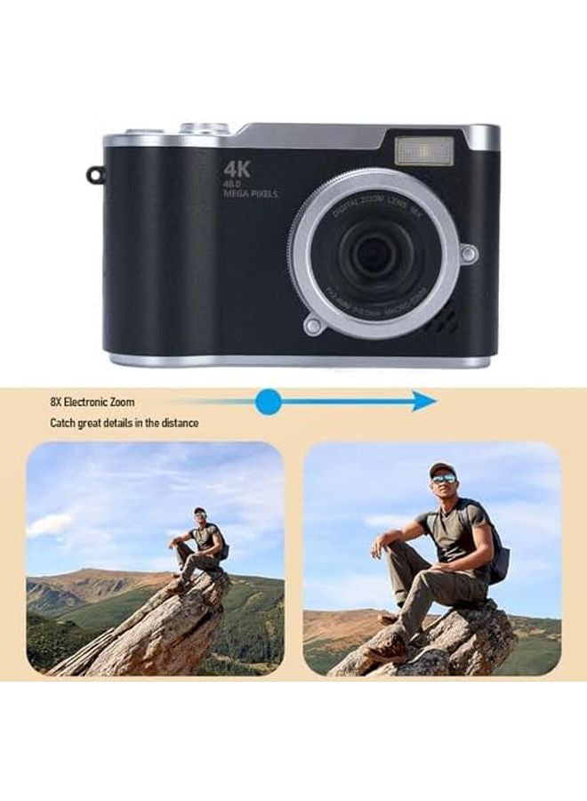 Digital Zoom Camera 48MP 1080P Vlogging with Flip Screen Autofocus and LED Fill Light Black - Image 5