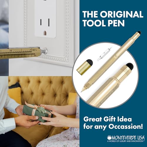 MONTEVERDE USA 9-in-1 Tool Mechanical Pencil in Brass – Hand-Machined Multifunctional Pencil with Stylus, Screwdrivers, Ruler, and Eraser – Exclusive Collection Ideal Gift for Engineers - Image 5