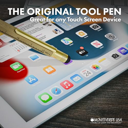 MONTEVERDE USA 9-in-1 Tool Mechanical Pencil in Brass – Hand-Machined Multifunctional Pencil with Stylus, Screwdrivers, Ruler, and Eraser – Exclusive Collection Ideal Gift for Engineers - Image 4