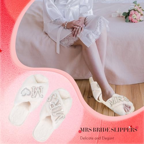 Tarpop Bride Slippers Mrs Slipper for Wedding with Personalized Initial Pearl Design Bridal Gifts(7-8,Ｍ) - Image 4