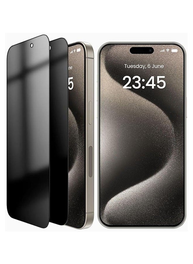 2 Pack Privacy Full Coverage Screen Protector for iPhone 17 Pro, Black Edge Anti Spy Tempered Glass Film with Easy Installation Tool, Case Friendly - Image 1