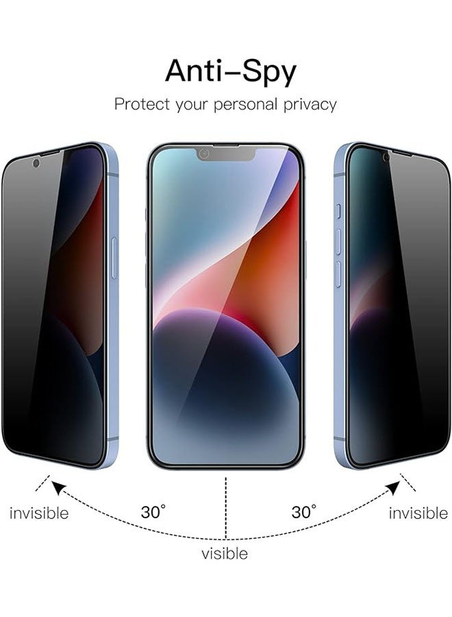 2 Pack Privacy Full Coverage Screen Protector for iPhone 17 Pro, Black Edge Anti Spy Tempered Glass Film with Easy Installation Tool, Case Friendly - Image 2
