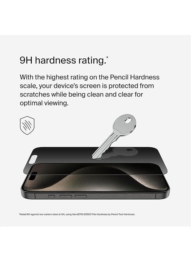 2 Pack Privacy Full Coverage Screen Protector for iPhone 17 Pro, Black Edge Anti Spy Tempered Glass Film with Easy Installation Tool, Case Friendly - Image 3