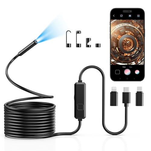 Vorth Endoscope Camera with Light 1920P HD Borescope with 8 LED Lights 165 FT SemiRigid Snake Inspection Camera IP67 Waterproof Drain Pipe Borescope Mens Tool for iOS and Android - Image 1