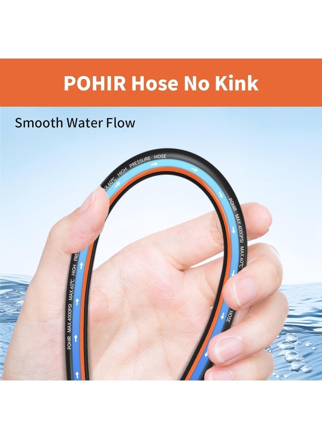 POHIR Pressure Washer Hose 50Ft 1/4,4000 Psi Kink Resistant Power Washing Extension Hose  - Image 4