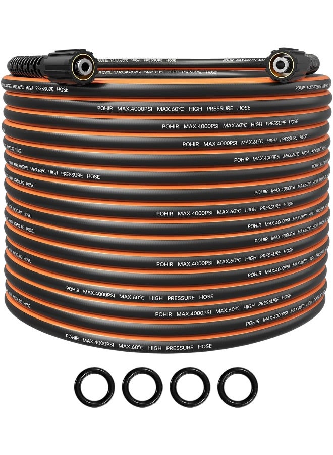 POHIR Pressure Washer Hose 50Ft 1/4,4000 Psi Kink Resistant Power Washing Extension Hose  - Image 1