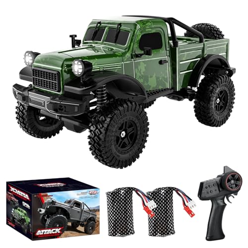 Hylukon 118 Scale All Terrain Remote Control Car 24 GHz 4WD RC Rock Crawler with LED Lights 12KPH OffRoad Pickup Truck Vehicle Toys RTR Gift for Adults - Image 1