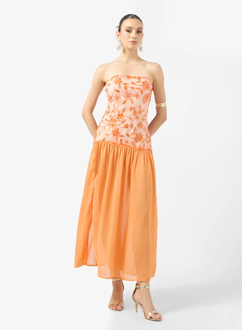 جينجر بوتيك Drop Waist Sequin Embellished Dress