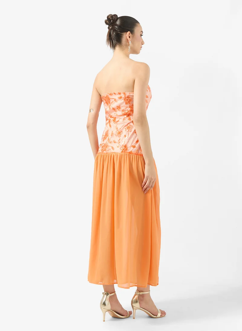 جينجر بوتيك Drop Waist Sequin Embellished Dress
