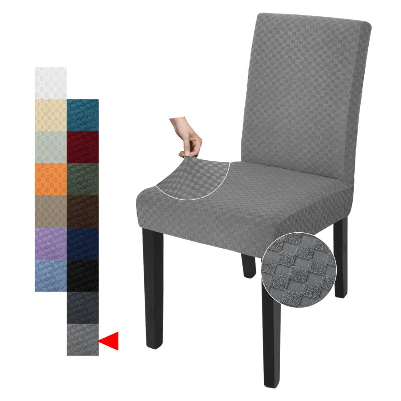 YEMYHOM YEMYHOM 4 Packs Latest Checkered Dining Chair Slipcover Parsons Chair Furniture Protector Stretch Chair Covers for Dining Room Restaurant Kitchen Party Light Gray 