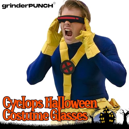 grinderPUNCH Futuristic Space Alien Costume Sunglasses Cyclops Shield Party Mirror Mono Lens (Black - Red Lens) - Image 4